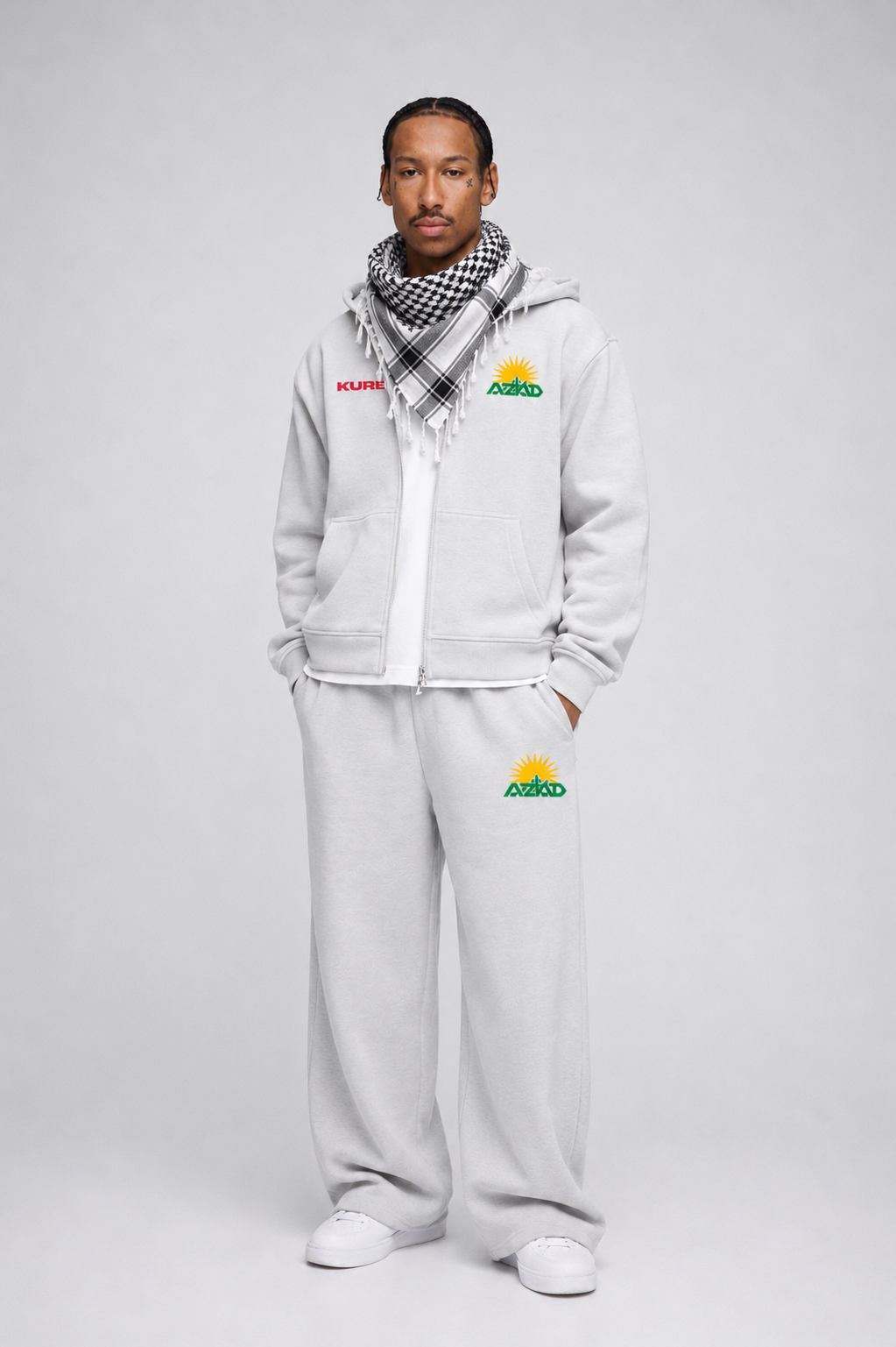 Azad Kurdistan Oversize Zipper Stone grey
