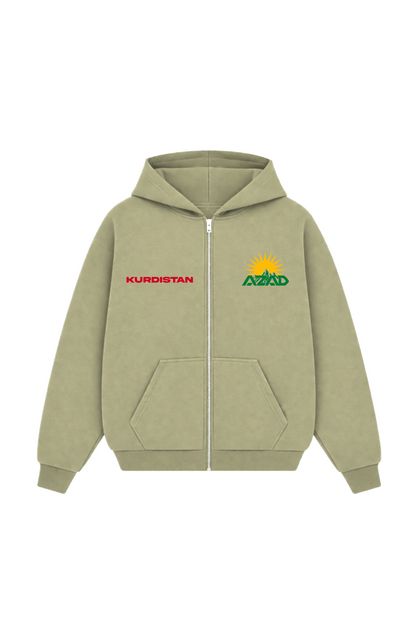 Azad Kurdistan Oversize Zipper Olive Green