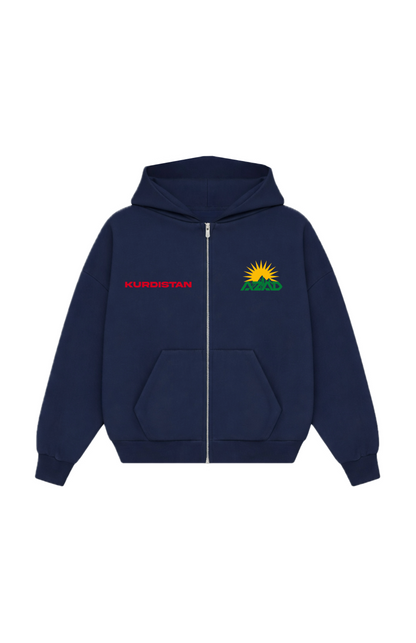 Azad Kurdistan Oversize Zipper Navy Blue
