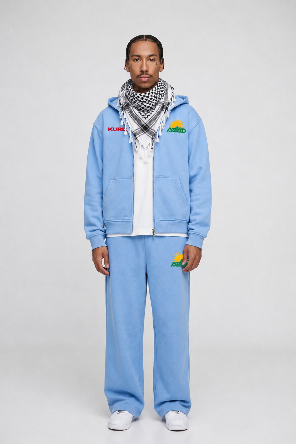 Azad Kurdistan Oversize Zipper Baby Blue