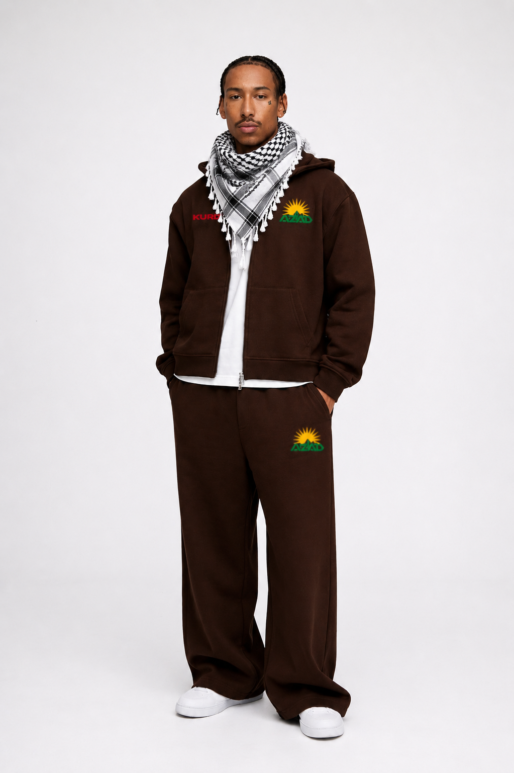 Azad Kurdistan Oversize Zipper Mocha Brown